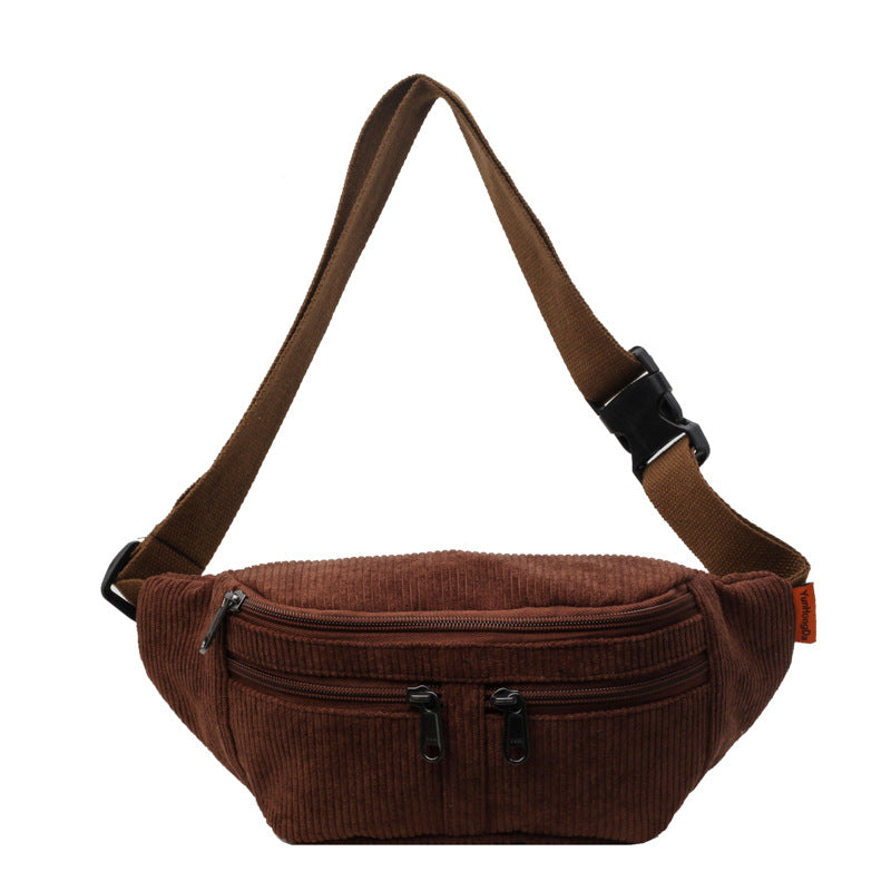 Simple Fashion Solid Color Casual Sports Corduroy Shoulder Messenger Bag