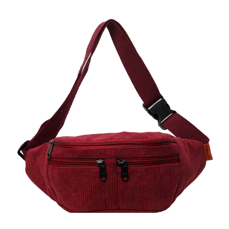 Simple Fashion Solid Color Casual Sports Corduroy Shoulder Messenger Bag