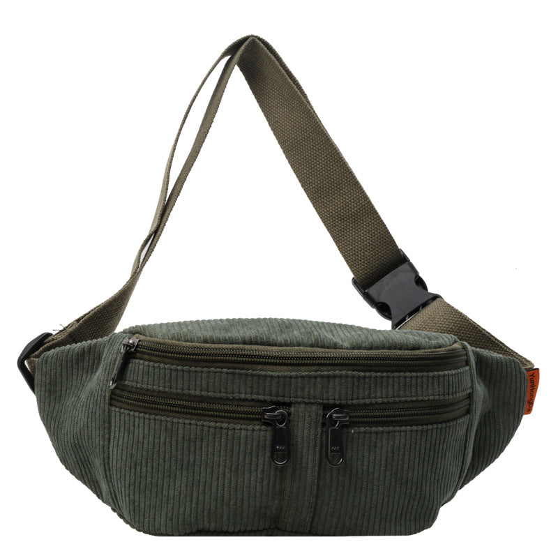Simple Fashion Solid Color Casual Sports Corduroy Shoulder Messenger Bag