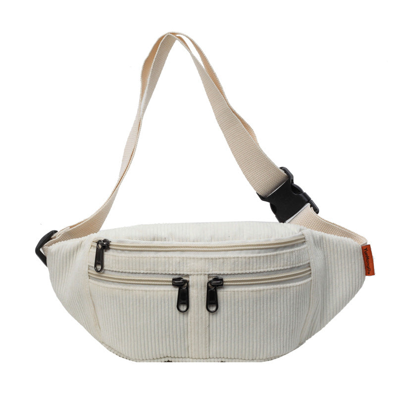 Simple Fashion Solid Color Casual Sports Corduroy Shoulder Messenger Bag